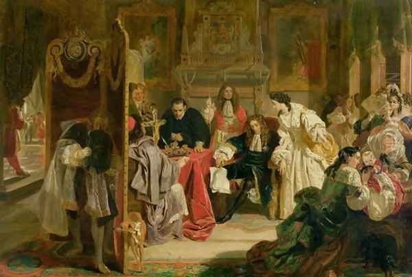 King James II (1633-1701) Receiving the News of the Landing of William of Orange in 1688, 1851 Oil Painting by Edward Matthew Ward