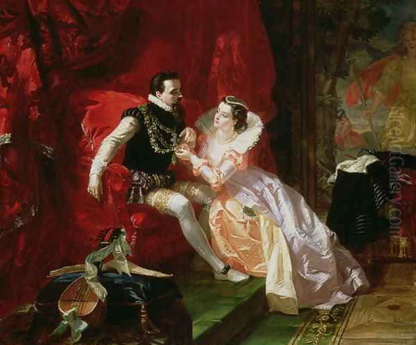 Leicester and Amy Robsart at Cumnor Hall, 1866 Oil Painting by Edward Matthew Ward