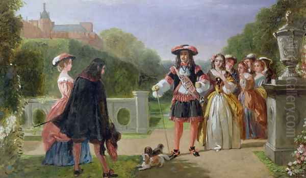 King Charles II (1630-85) and Nell Gwynne (1650-87) Oil Painting by Edward Matthew Ward