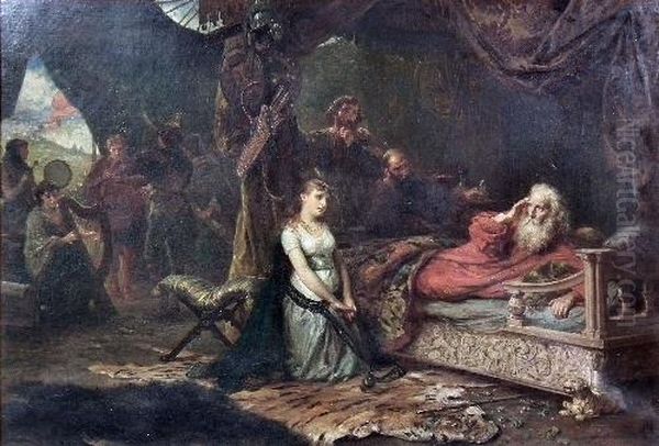 Cordelia And King Lear Oil Painting by Robert Alexander Hillingford