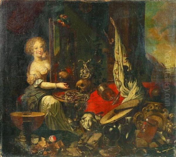 Vanitas Oil Painting by Johann Georg (also Hintz, Hainz, Heintz) Hinz