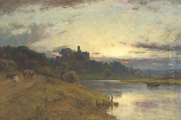 Warkworth Castle, Northumberland Oil Painting by Ernest Albert Waterlow