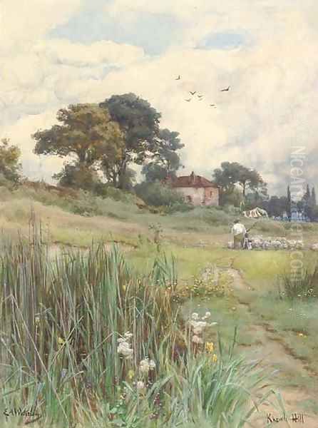 Bringing home the flock, Knowle Hill, Berkshire Oil Painting by Ernest Albert Waterlow