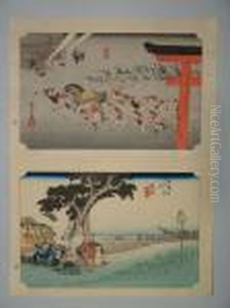 Fukuroi Oil Painting by Utagawa or Ando Hiroshige