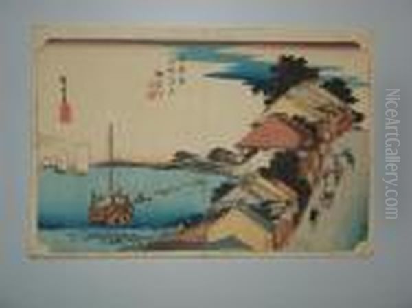 La Rue Principale De Kanagawa Oil Painting by Utagawa or Ando Hiroshige