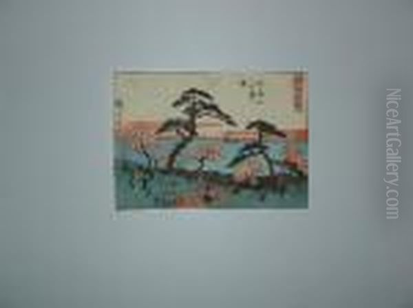 Pique-nique A Gotenyama Oil Painting by Utagawa or Ando Hiroshige