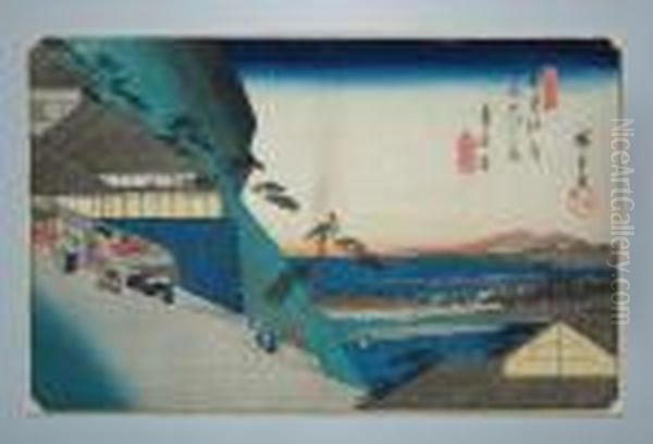 Toriimoto Oil Painting by Utagawa or Ando Hiroshige