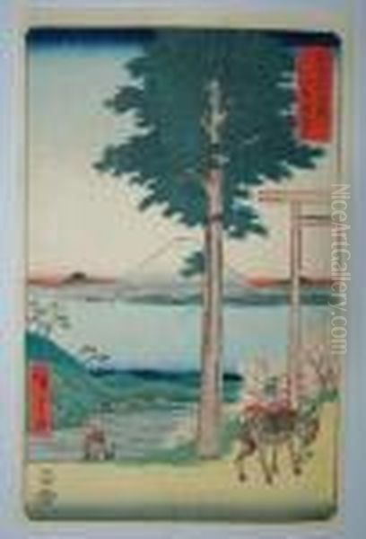 Le Torii A Rokuzo Dans La Province Kazusa Oil Painting by Utagawa or Ando Hiroshige