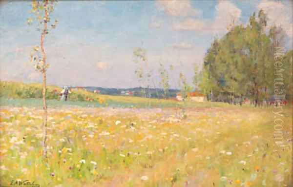 Across the Meadow Oil Painting by Ernest Albert Waterlow