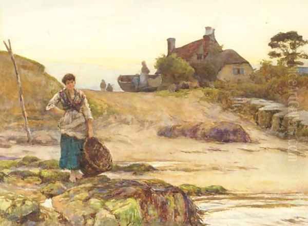 Waiting for the return home Oil Painting by Ernest Albert Waterlow