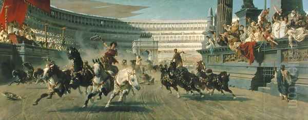 The Chariot Race, c.1882 Oil Painting by Alexander von Wagner