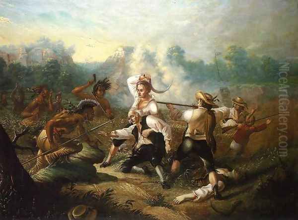 Massacre at Wyoming Valley Oil Painting by Carl (Charles Ferdinand) Wimar