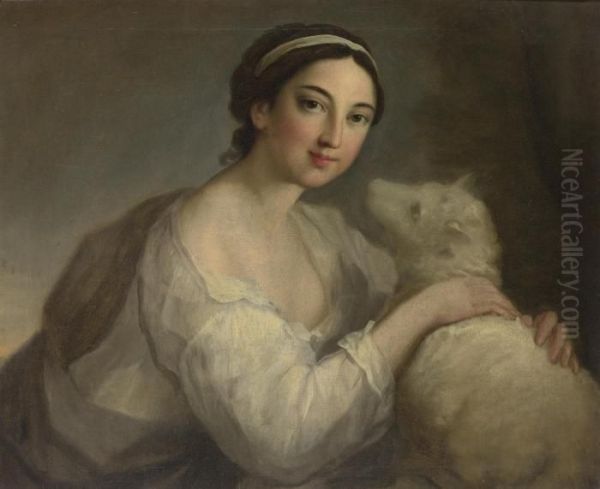 A Portrait Of A Lady As Innocence Oil Painting by Hoare, William, of Bath