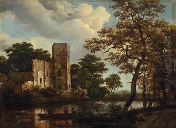 Landschaft Mit Burgruine Oil Painting by Meindert Hobbema