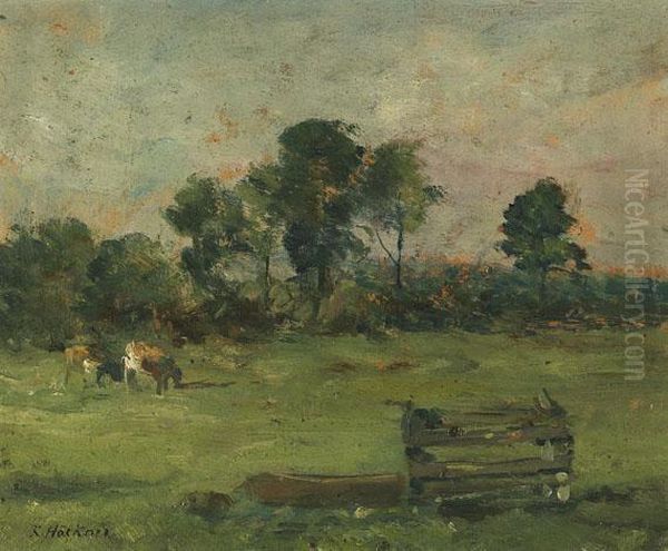 Landschaft Mit Kuhen Oil Painting by Rudolf Hockner