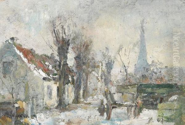 Dorfstrase Im Winter Oil Painting by Rudolf Hockner