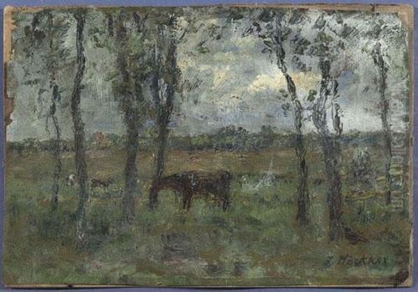 Landschaft Mit Pferd. Oil Painting by Rudolf Hockner