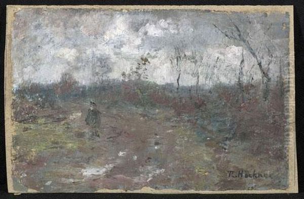 Landschaft Mit Mann. Oil Painting by Rudolf Hockner