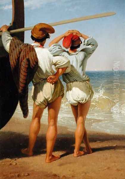 Fisher Boys Oil Painting by Penry Williams