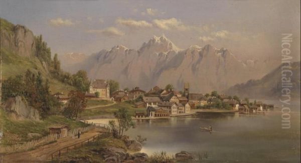 View Of Zell Am See Oil Painting by Edmund Hod