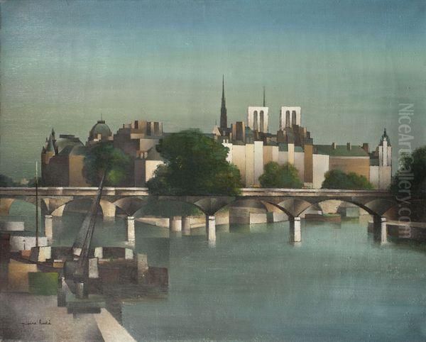 Paris, Le Pont-neuf Sur La Cite Oil Painting by Pierre Hode