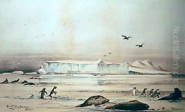 Antarctic Landscape Oil Painting by Edward Adrian Wilson