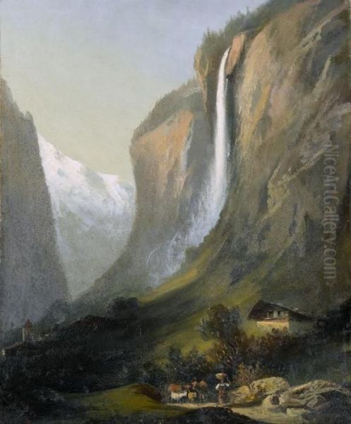 Der Staubbachfall Oil Painting by Ferdinand Hodler