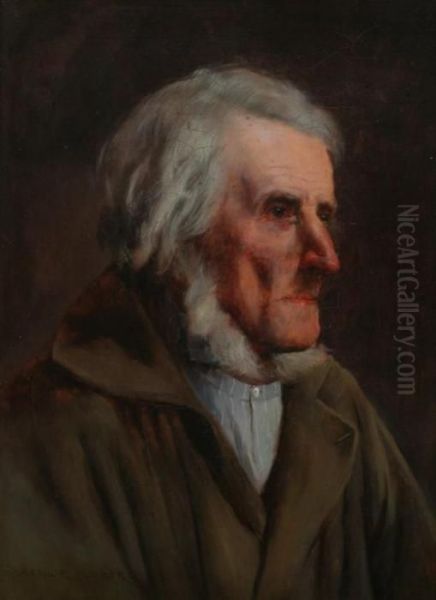 Elderly Gentleman In Profile Oil Painting by Arthur Hoeber