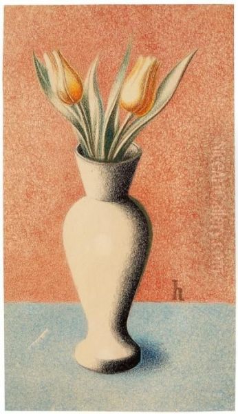 Vase Mit Tulpen Oil Painting by Heinrich Hoerle