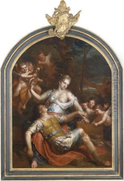 Rinaldo And Armida Oil Painting by Gerard Hoet