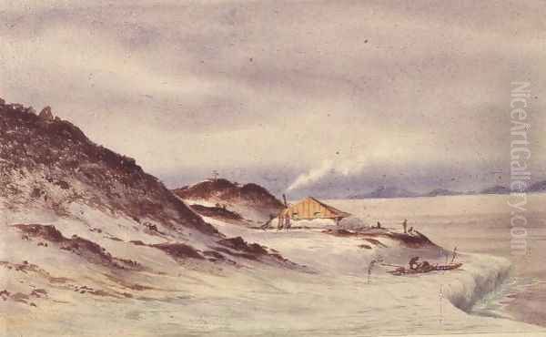 Hut Point, McMurdo Sound, 7th April 1911 Oil Painting by Edward Adrian Wilson