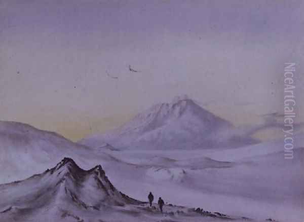 Mount Erebus from Hut Point, March 1911 Oil Painting by Edward Adrian Wilson