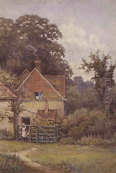 A Cottage on the Felday Road at Abinger Hammer Oil Painting by Arthur Waite