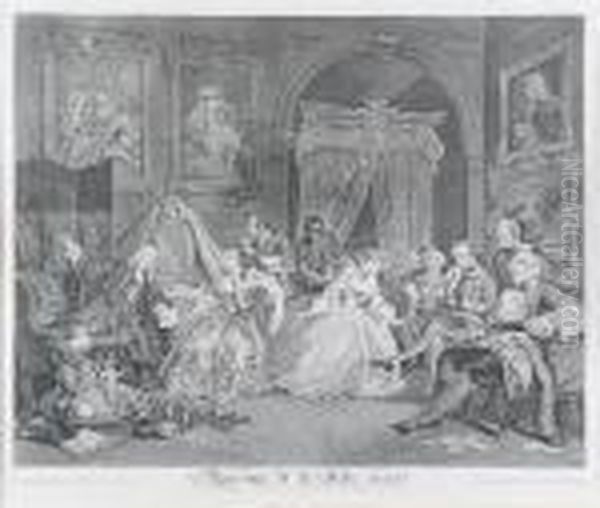 Marriage A La Mode - Plate Iv Oil Painting by William Hogarth