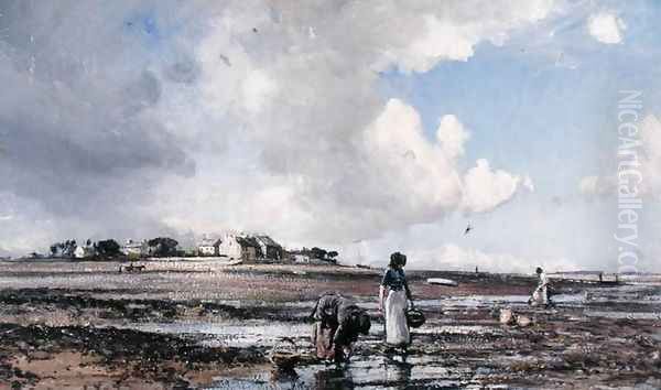 Mussel Gatherers, 1905 Oil Painting by William Page Atkinson Wells