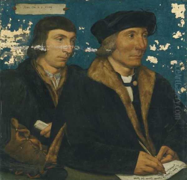 Portrait Of Thomas Godsalve (c.1481-1545) With His Son John (c. 1510-1558) Oil Painting by Hans Holbein the Younger