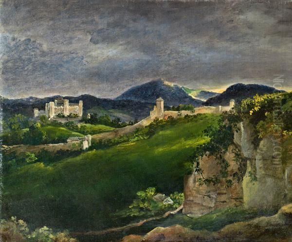 Blick Auf Die Feste Hohensalzburg Oil Painting by Therese Holbein Von Holbeinsberg