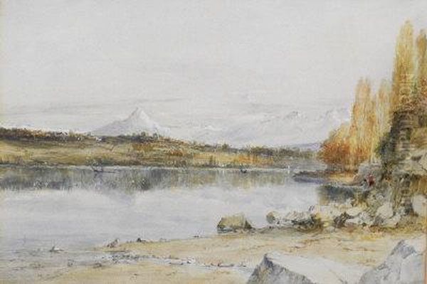 Mont Blanc From Lake Geneva Oil Painting by James Holland