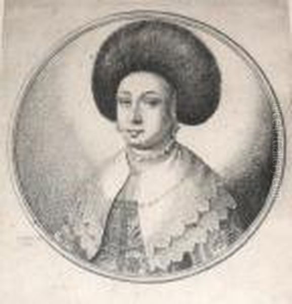 Portrait Of A Bewigged Lady Oil Painting by Wenceslaus Hollar