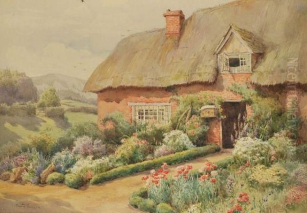 English Cottage With Garden Oil Painting by Maud Hollyer