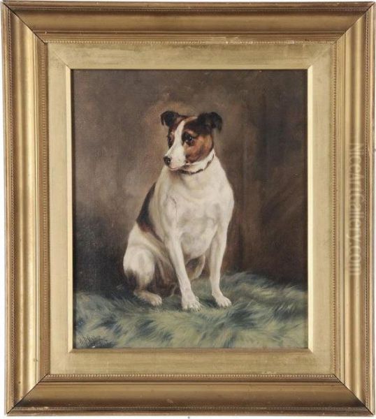 Seated Terrier Oil Painting by William Perring Hollyer