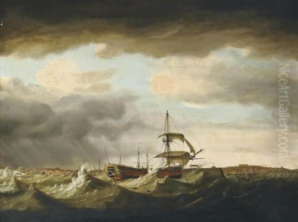 The East Indiaman 
York 
 In Difficulties Off Margate Oil Painting by Francis Holman