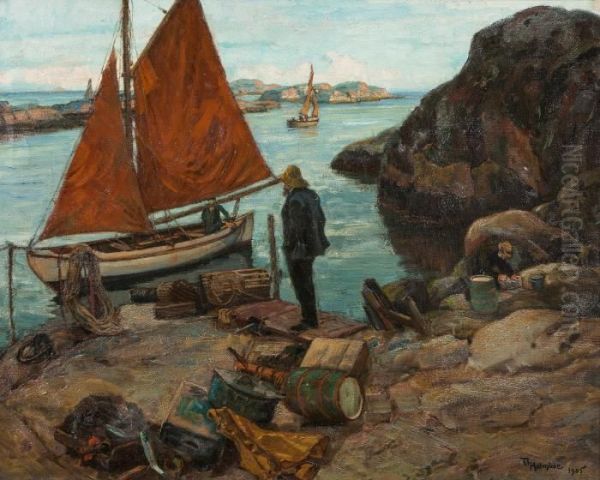 Fra En Uthavn Oil Painting by Thorolf Holmboe