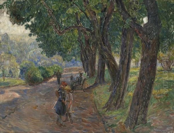 I Parken Oil Painting by Thorolf Holmboe