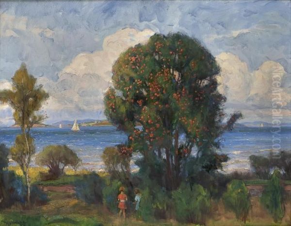 Rowanberry Tree Oil Painting by Thorolf Holmboe