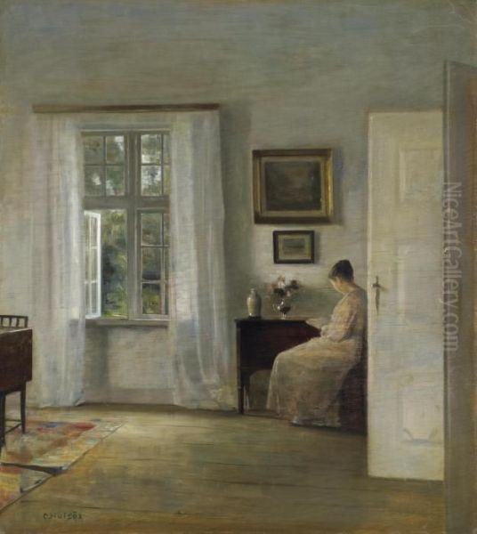 The Reader Oil Painting by Carl Vilhelm Holsoe