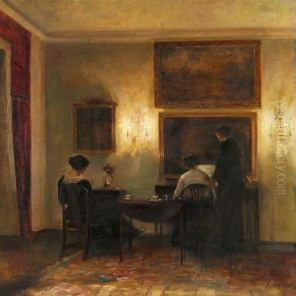 Interior. 
Musikaften Oil Painting by Carl Vilhelm Holsoe