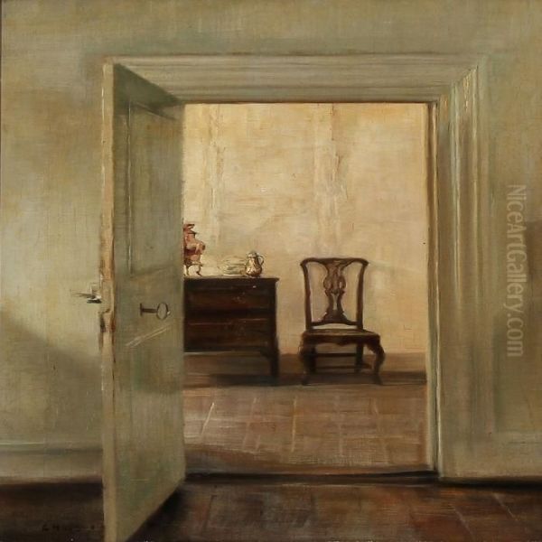 Interior Oil Painting by Carl Vilhelm Holsoe