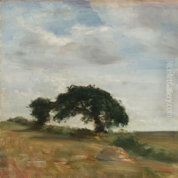 Landscape With Old Treesand High Sky Oil Painting by Carl Vilhelm Holsoe