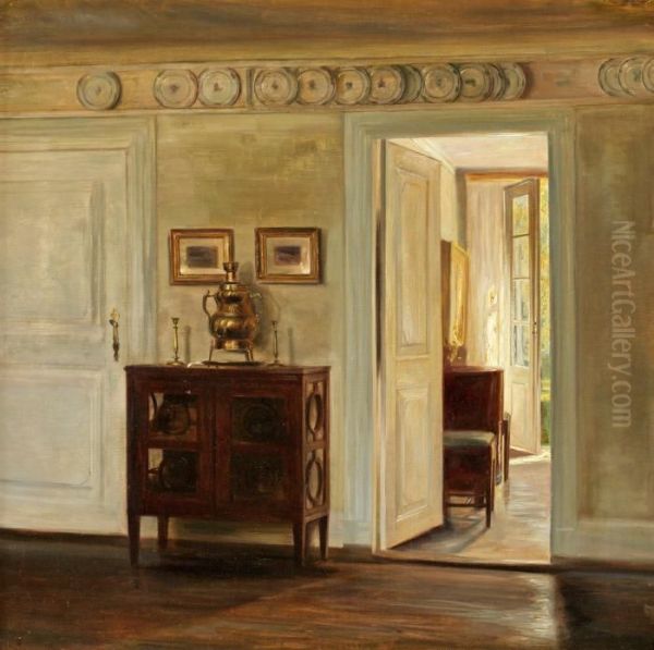 Salongsinterior Oil Painting by Carl Vilhelm Holsoe